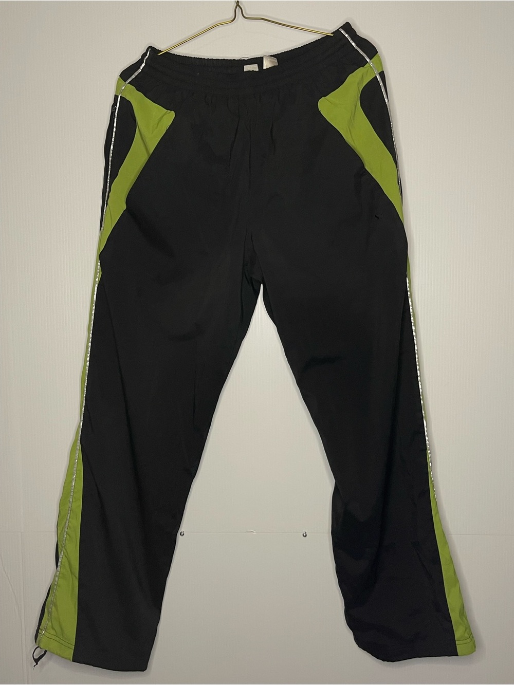 Men's Black and Lime Green Athletic Track Shorts - Unbranded